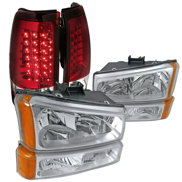 Chrome//Clear LED Look Bumper Signal Lights for 03-06 Chevy Silverado 1500-3500HD